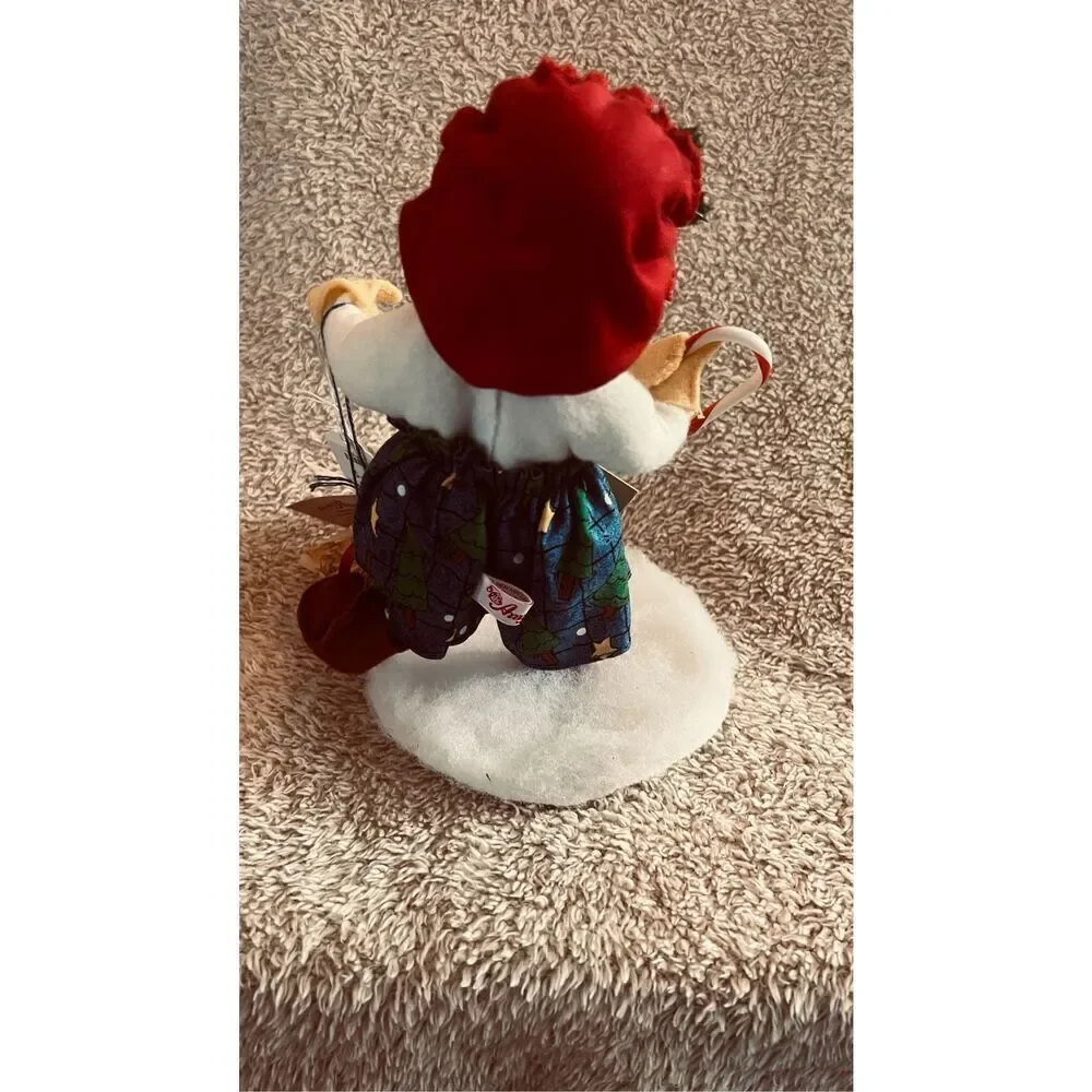 ANNALEE Doll Snow Man Candy Cane Sweeping 1998 10